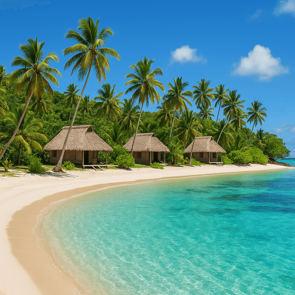 Fiji islands from above with mystical divine atmosphere