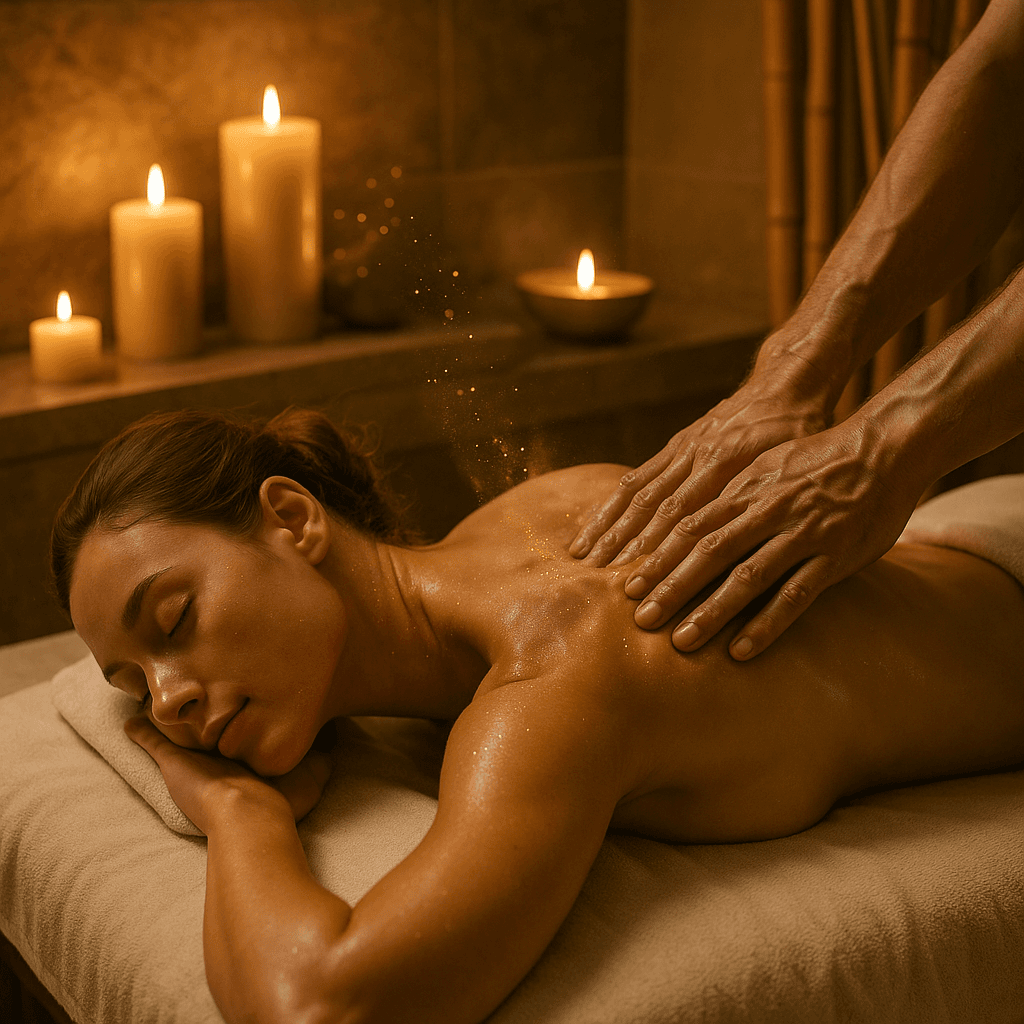 Premium spa therapy with floating kava essence particles