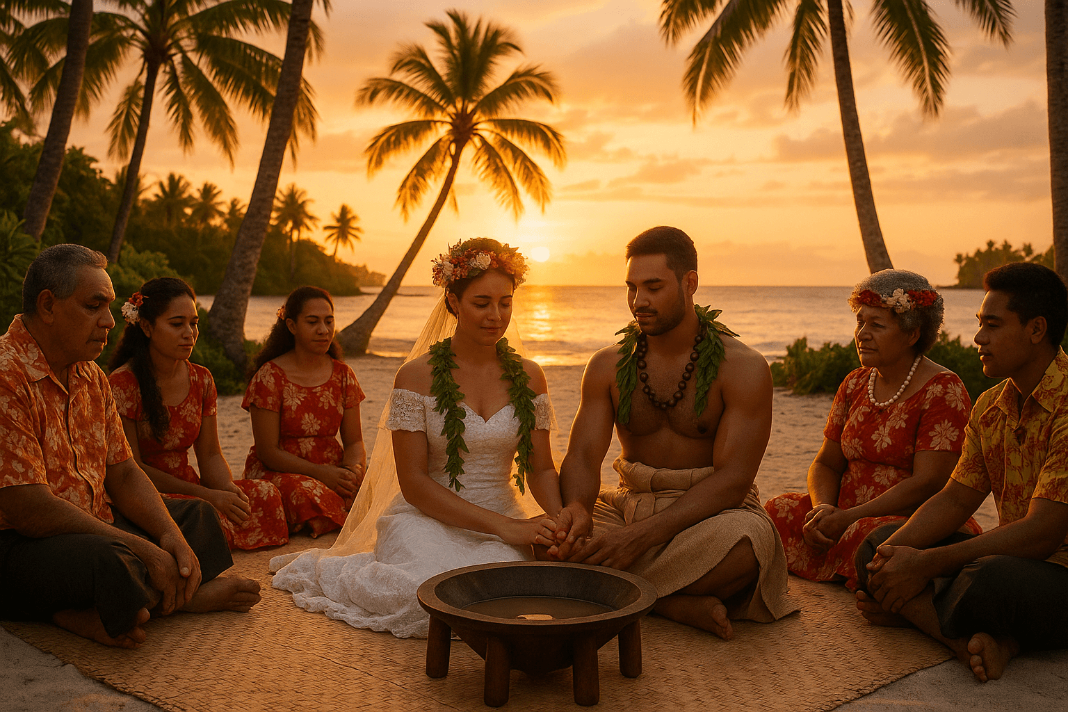Traditional Pacific Island climate with tropical vegetation