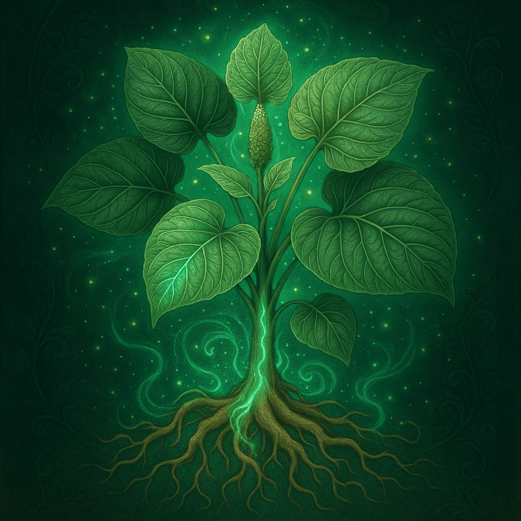 Beautiful kava plants growing in their natural Pacific Island environment