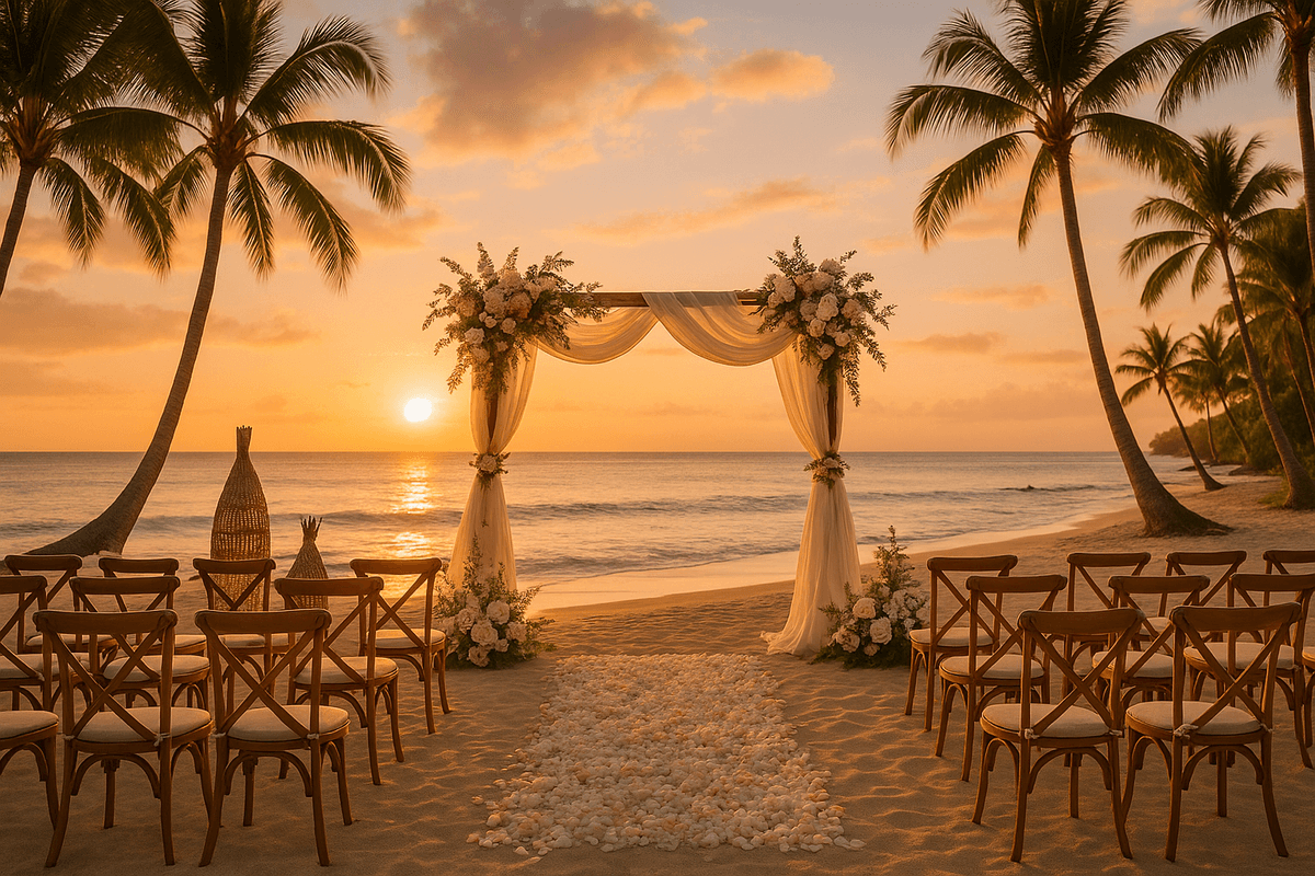 Stunning tropical Pacific Island wedding venue with ocean view