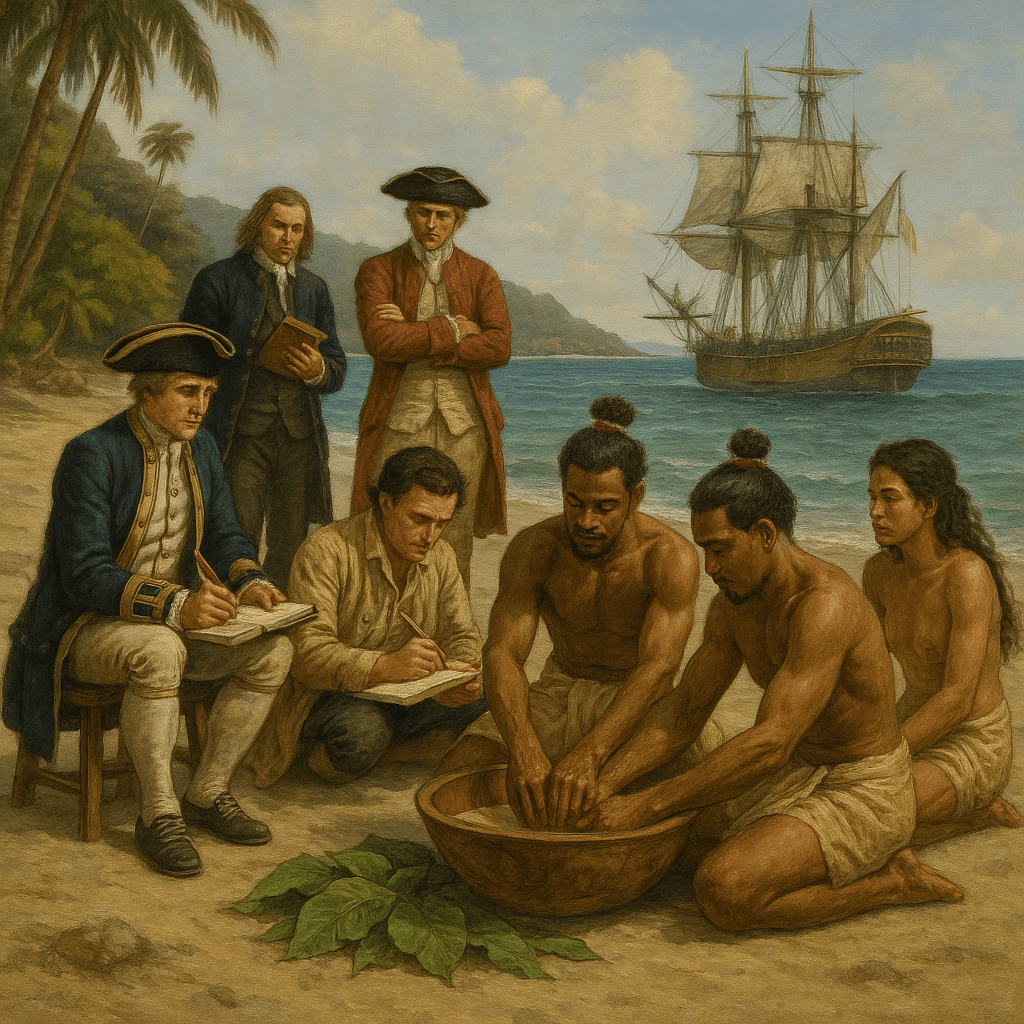 Captain Cook's crew documenting kava ceremony